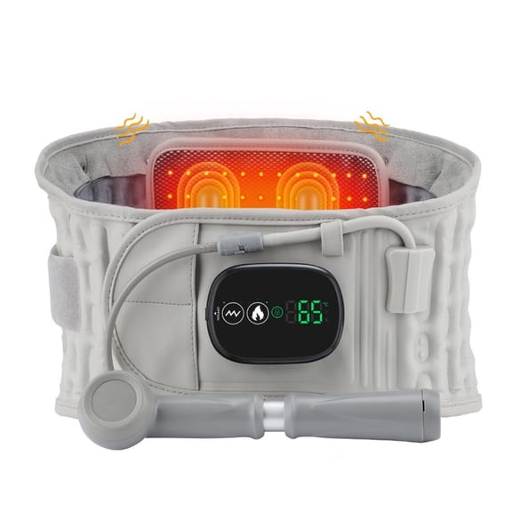 LED Massaging Heating Inflatable Waist Belt Red Light Heating Vibration Massage Belt Airbag Support Air Decompression Back Brace Adjustable Waist Support Belt Lumbar Support Abdomen Belt