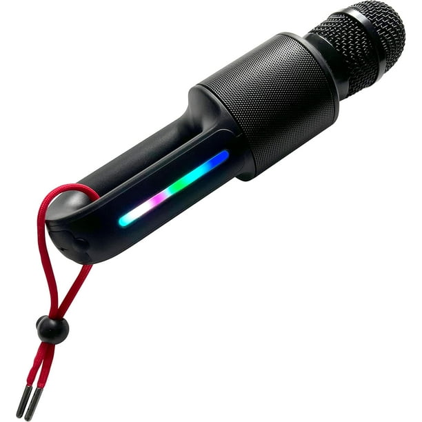 Micrófono Karaoke Bluetooth Singing Machine con Altavoz, Luces LED y 22 Efectos de Voz, Portátil para Adultos y Niños, Color Negro