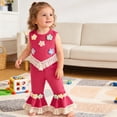 thumbnail image 6 of BRGZLK Toddler Baby Girls Outfit Summer 2026 Cute 3D Crochet Floral Waffle Tassel Tops and Flare Pants Trendy Comfortable Clothes Hot Pink 18-24M, 6 of 8