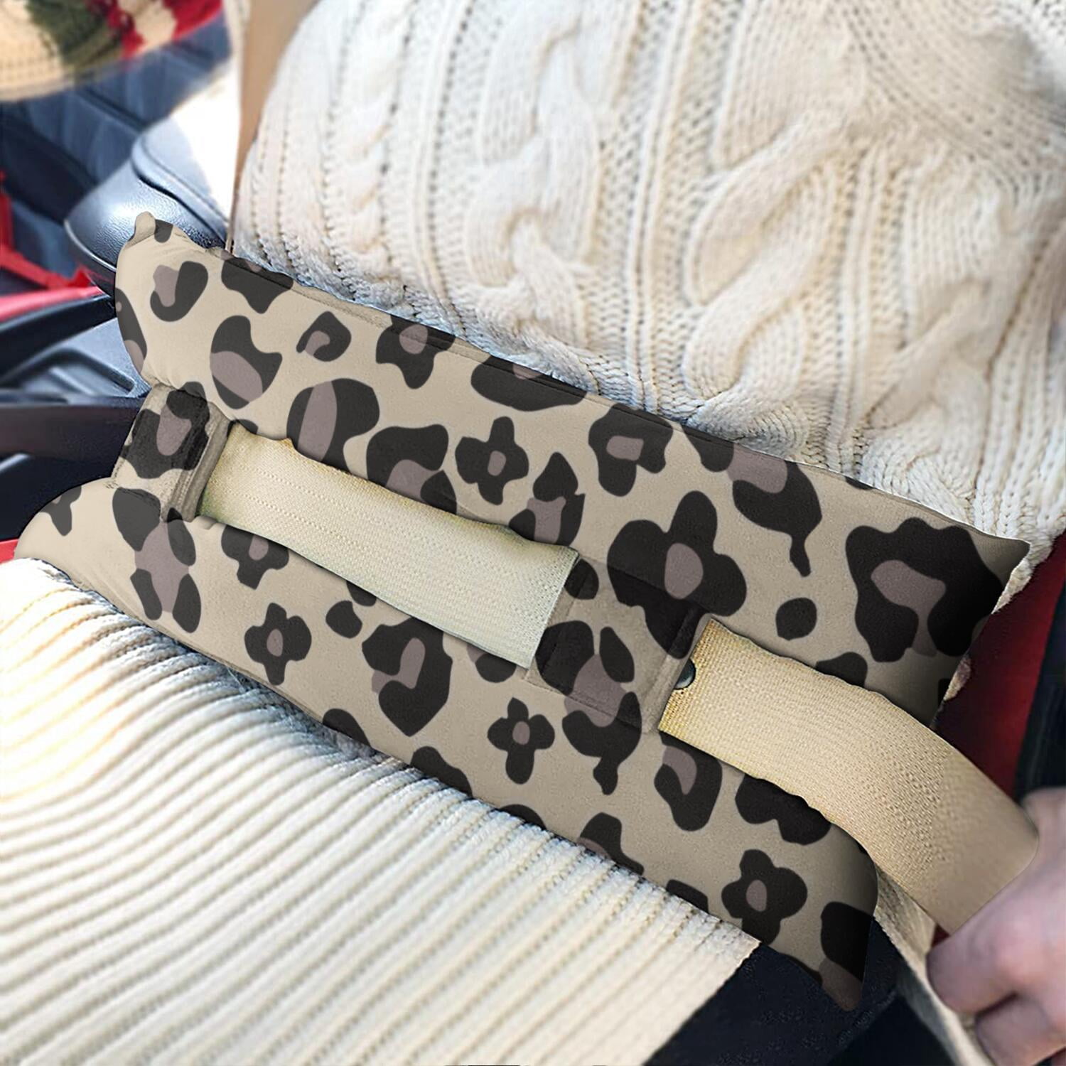Romantic Leopard & Flowers Seatbelt Pillow - Unique Post-Surgery Comfort Cushion for Women