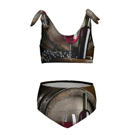Grape Red Wine Girl s 2 Piece Bikini Set Beach Sport Swimsuit Swimwear 7-9Y120cm
