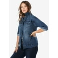 thumbnail image 4 of Roaman's Women's Plus Size Boyfriend Stretch Denim Jacket, 4 of 6