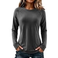 thumbnail image 2 of Lyfzbd Women Long Sleeve Crewneck Tops Base Thermal Underwear Shirt Casual Layer Blouses Versatile Soft Shirt, 2 of 9