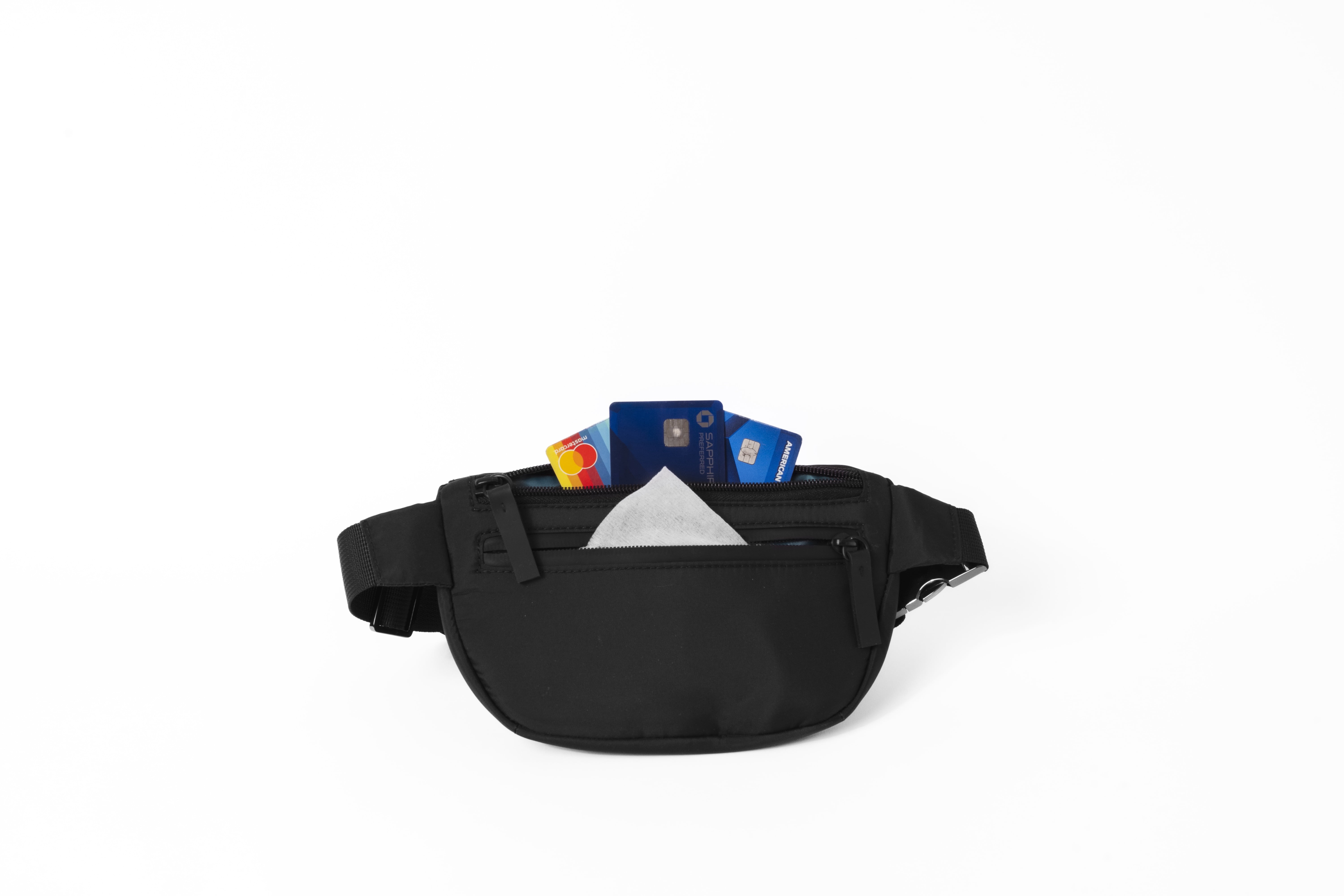 Kibou Mini Nylon Premium Fanny Pack Diaper Bag - BLACK