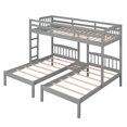 thumbnail image 5 of Churanty Triple Bunk Beds 3 Twin Solid Wood Bunk Beds with Guardrail and Ladder, Twin Over Twin Bunk Bed with Built-in Middle Drawer for Kids Teens Boys Girls, 5 of 11
