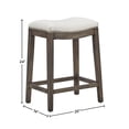 thumbnail image 2 of Danbury Oak & Linen Saddle Counter Stool, 24-inch Seat Height, Cream, 2 of 7