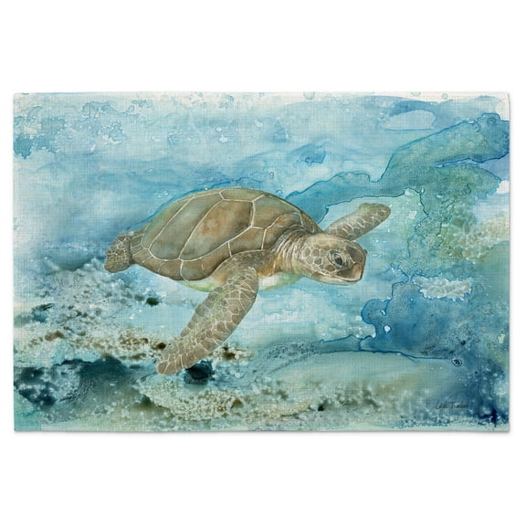 Highland Home Sea Turtle 4-Pack Cotton Blend Washable Placemats
