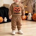 thumbnail image 2 of PEASKJP Toddler Baby Boy Clothes Outfits Long Sleeve Solid Sweatshirt and Pants 2 Piece Fall Winter Sweatsuit Set 1-5T Baby Halloween Clothes (Brown,6-12 Months), 2 of 9