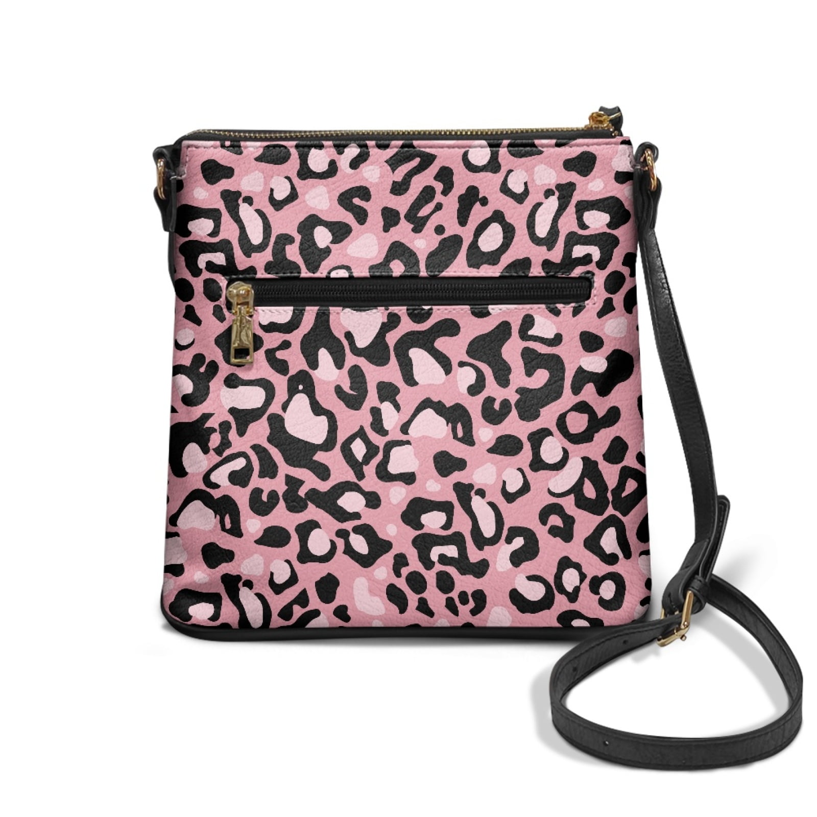 LedBack Leopard Print Leather Hobo Purses for Women Crossbody Bags Medium Size Portable Cross Body Shoulder Purse with Adjustable Strap for Travel Shopping Working, Pink
