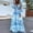 Blue, variant on KIHOUT Plus Size Dresses For Women Women Fashion Casual Long Sleeve V-Neck Printing Hollow Out Long Dress