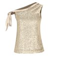 thumbnail image 6 of Your-Sty One Shoulder Sequin Sparkly Tops for Women Ruched Asymmetrical Glitter Blouse Slimming Sparkle Party Shirts, 6 of 8