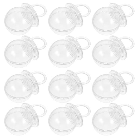 REOFLYUP Transparent Plastic Pacifier Shaped Candy Boxes for Baby Birthday present Packing and Storage 12pcs