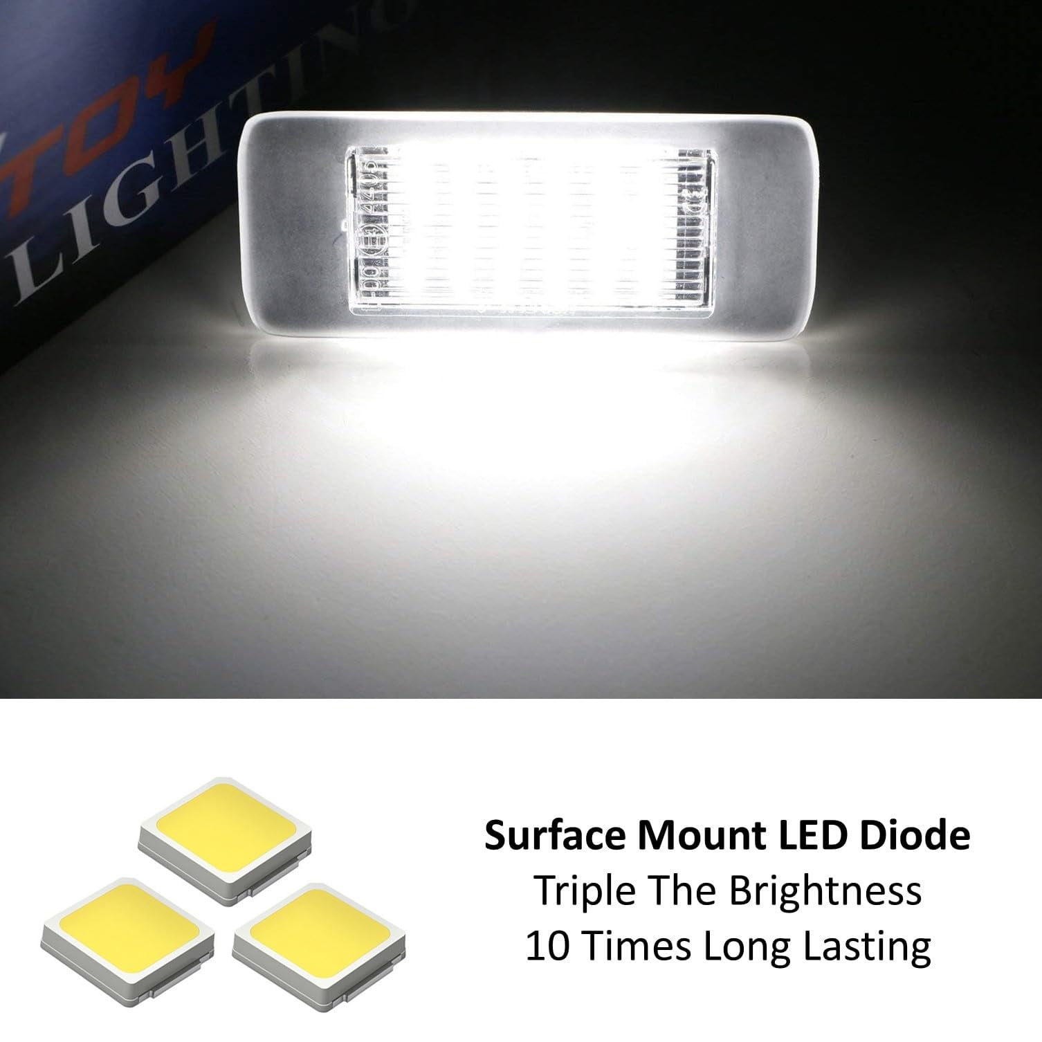 OEM-Fit 3W Full LED License Plate Light Kit For 2015-20 Cadillac Escalade ATS, GMC Yukon, Chevy Tahoe Suburban Equinox, 16-up Malibu, 18-SMD Xenon White LED & Can-bus Error Free