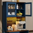 thumbnail image 3 of Timagebreze 71 Inch Farmhouse Pantry with LED Lighting & Electrical Outlet, Tall Kitchen Cabinet with Microwave Stand,Blue, 3 of 7