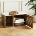 thumbnail image 2 of Gymax Cat Litter Box Enclosure w/ Winding Entry Louvered Door Wooden Pet Side Table, 2 of 10