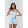 thumbnail image 4 of PISONIC Women 2 Piece Workout Sets Crossover High Waisted Biker Shorts with Pockets Built in Bra Racerback Tank Tops, 4 of 7
