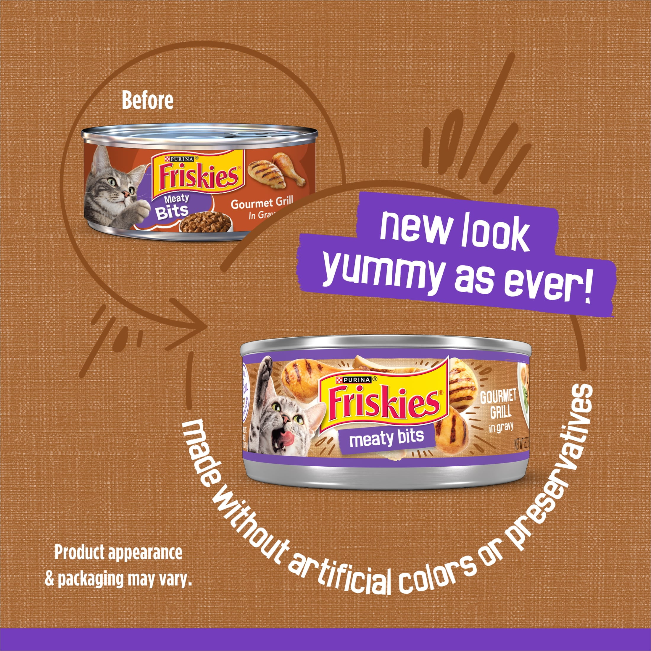 Purina Friskies, Meaty Bits Gourmet Grill in Gravy, Wet Cat Food, 5.5 oz Can