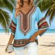 thumbnail image 1 of TaTaai Women's Fashion Striped Print Elegant V-Neck Three-Quarter Sleeve Top Gift, 1 of 6