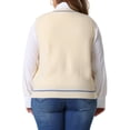 thumbnail image 4 of DARING DIVA Women's Plus V Neck Stripe Cable Knit Pullover Sweater Vest 1X Beige, 4 of 6