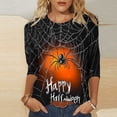 thumbnail image 2 of successthop Cute Halloween Shirts Adults Web 3/4 Sleeve Crewneck Tops Vacation Tee Fall Awareness Plus Size Clothes S, 2 of 4