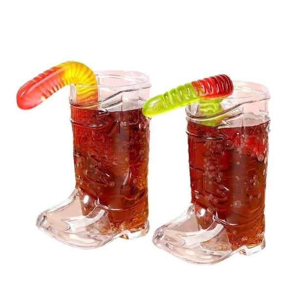 Lot de 20 mini verres à shot lumineux en forme de botte de cowboy occidentale, jetables