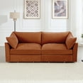 thumbnail image 4 of Newest 2 Seater Sofa,Pull out Storage Drawers Under Each Seat, Crescent-shaped Armrests,Wraparound , Suitable for Small Living Rooms, Chenille Orange, 4 of 18