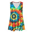 thumbnail image 3 of RQYYD Casual Dresses for Women 2024 Ruffle v Neck Loose Fit Knee Length Dresses Solid Color/Tie Dye Short Sleeve Ruched Mini Dresses, 3 of 6