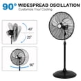 thumbnail image 3 of Achazel 2 Pack 20" Oscillating Pedestal Fan, 3 Speeds Industrial Standing Fan with Aluminum Blades Adjustable Height for Commercial Warehouse Garage, 3 of 7