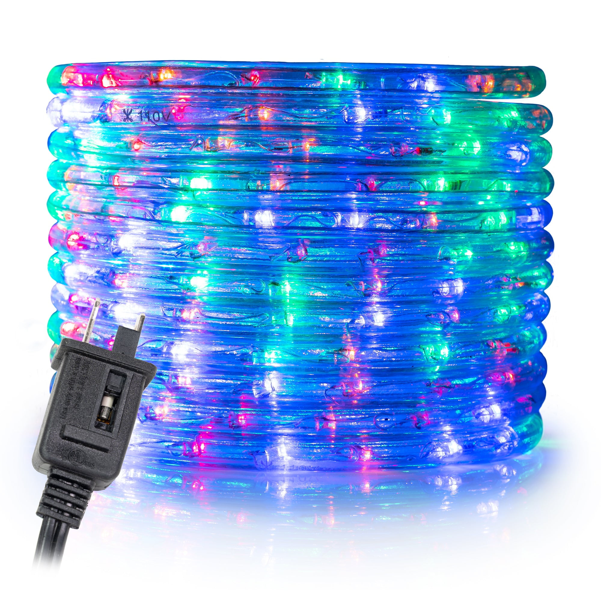 33 FT AC Plug-In Clear Tube Green Outdoor LED Fairy String Rope Light 