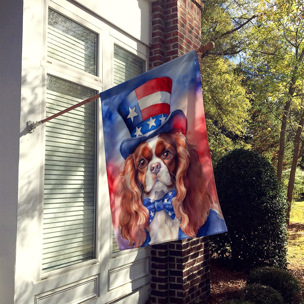 Cavalier Spaniel Patriotic American House Flag 28 in x 40 in