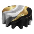 thumbnail image 4 of Black Marble Gold Line Pattern Round Tablecloth 60"x60",Wrinkle Wipeable Table Cloth for Kitchen Dining Room Picnic Patio Party, 4 of 6