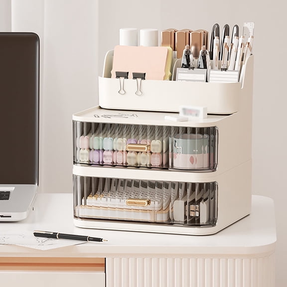 Transparent Makeup Organizer Rectangular Vanity Tray with Compartments for Brushes Eyeshadow Beauty Supplies Bathroom Storage Solution Home Textile