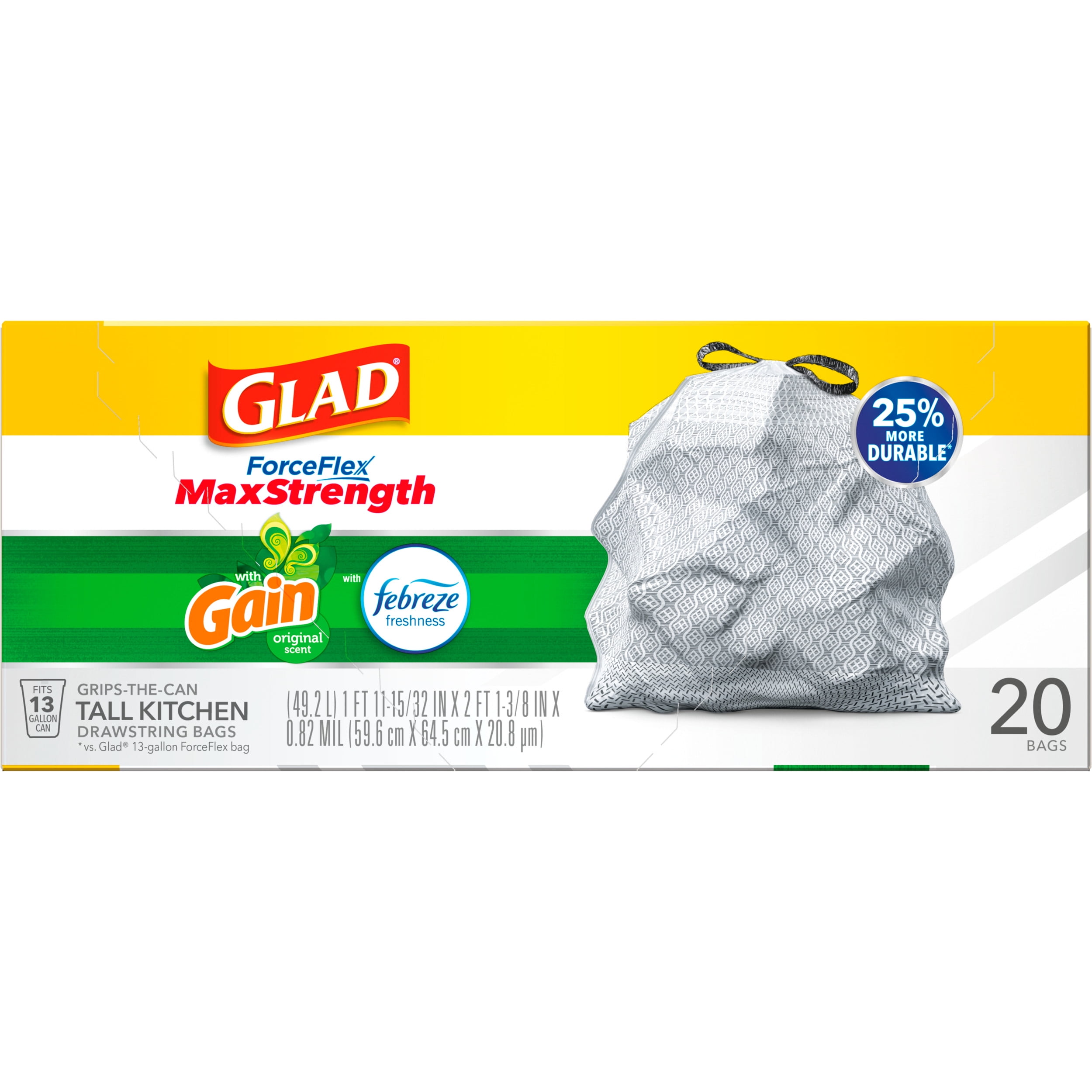 Glad Kitchen Pro ForceFlex + OdorSheild Large Drawstring Trash Bags - Fresh  Clean Scent - 20 Gallon - 80ct – Target Inventory Checker – BrickSeek
