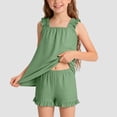 thumbnail image 2 of Girls Pajama Set With Cute Print Home Short Sleeve Shorts Pajama Set Print Tank Tops Elastic Shorts Pants Set Cartoon Print 2PCS Set Dailywear Set 5-6 Years, 2 of 7