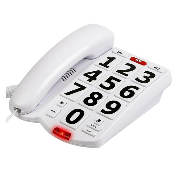 Big Button Phone for Elderly Seniors, Home Land Line Phone One Key for Help Telephone for the Visually Hearing Impaired