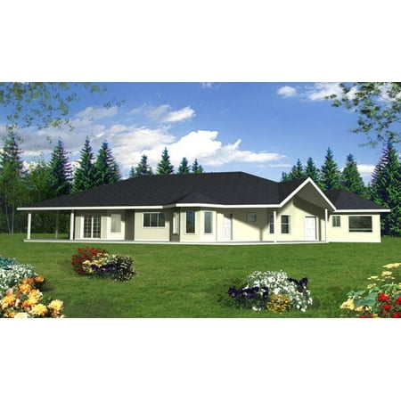 001-2141: ICF Ranch 4 Bed, 4 Bath Luxury Home Plan, 4543 Sq Ft: Full Blueprints with License to Build by Home Plan Marketplace - Lesuto