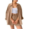 thumbnail image 4 of ReTeiv Women's Summer Two Piece Muslin Blouse Shirt And Shorts Clothes Two Piece Set Beach Outfit Set Two Piece Set Women, 4 of 4