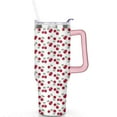thumbnail image 2 of 40oz Red Cherry Fruit Pattern Stainless Steel Flip Straw Tumbler Spill Proof Travel Cup Double Wall Vacuum Insulated Coffee Mug with Top Handle, 2 of 6