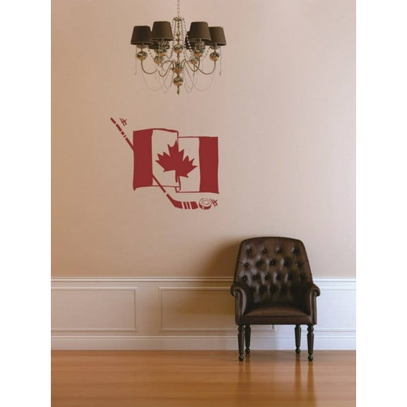 Do It Yourself Wall Decal Sticker Living Room Art Canada Hockey Flag Mens 16"X16" Kids Boys Bed Room