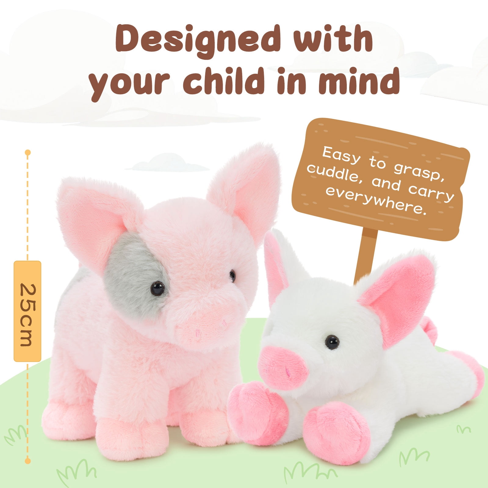 MaoGoLan 6 Pcs Mini Pig Stuffed Animals Set 10'' Cute Stuffed Pig Bulk Plush Toy