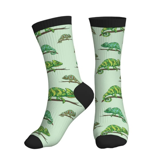 Crew Socks for Women Men Athletic - cartoon chameleon cute lizard Soft Comfort Breathable Mid-Calf Sole Running Socks Womens Men