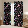 thumbnail image 2 of Manfei Kawaii Butterfly Black Out Curtains,Cute Rustic Flower Curtains Pack of 2 (42x63 Each),Pink Blue Black Bedroom Curtains For Girls Teens,Luxury Bedroom Decor, 2 of 6