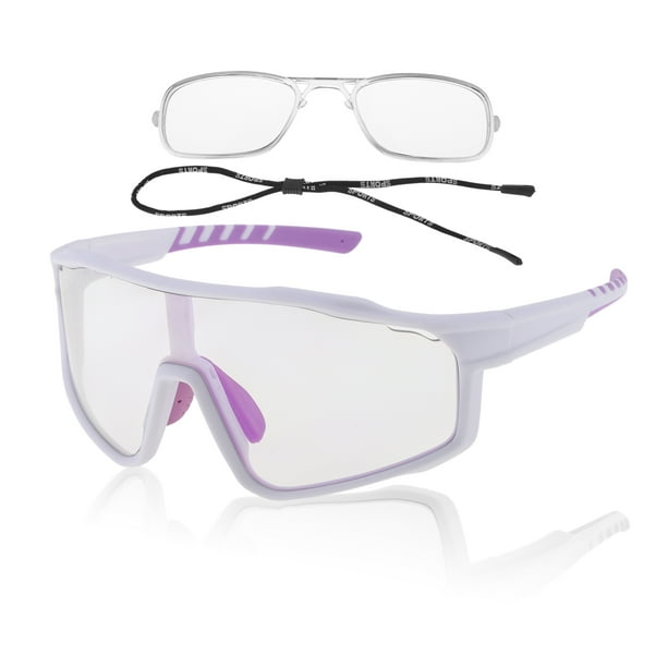 1 juego de gafas de motocicleta triacetato de celulosa PC UV400 gafas de sol para deportes al aire libre motocross bicicleta de tierra lente púrpura claro marco blanco púrpura