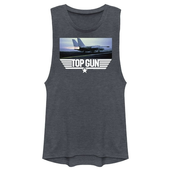 Junior's Top Gun Fighter Jet Ready for Takeoff Festival Muscle Graphic T-Shirt