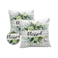 thumbnail image 2 of Outdoor Throw Pillow Cover Green Botanical Watercolor Leaves Waterproof Cushion Covers 2 Pack Bless Quote on Grey Lattice Pillow Cases Home Decoration for Patio Garden Couch Sofa, 2 of 7