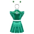 thumbnail image 4 of iiniim Girls 3 Pcs Alien Metallic Outfit Tops With A Line Skirt And Hair Hoop Set Rhinestones Green 14, 4 of 7