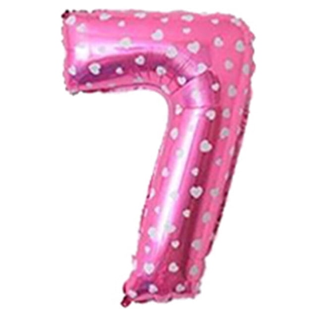 Bewildely Globo decorativo de papel de aluminio con número de 32 pulgadas, cumpleaños para niños y adultos Kits de decoración para fiestas amor rosa siete