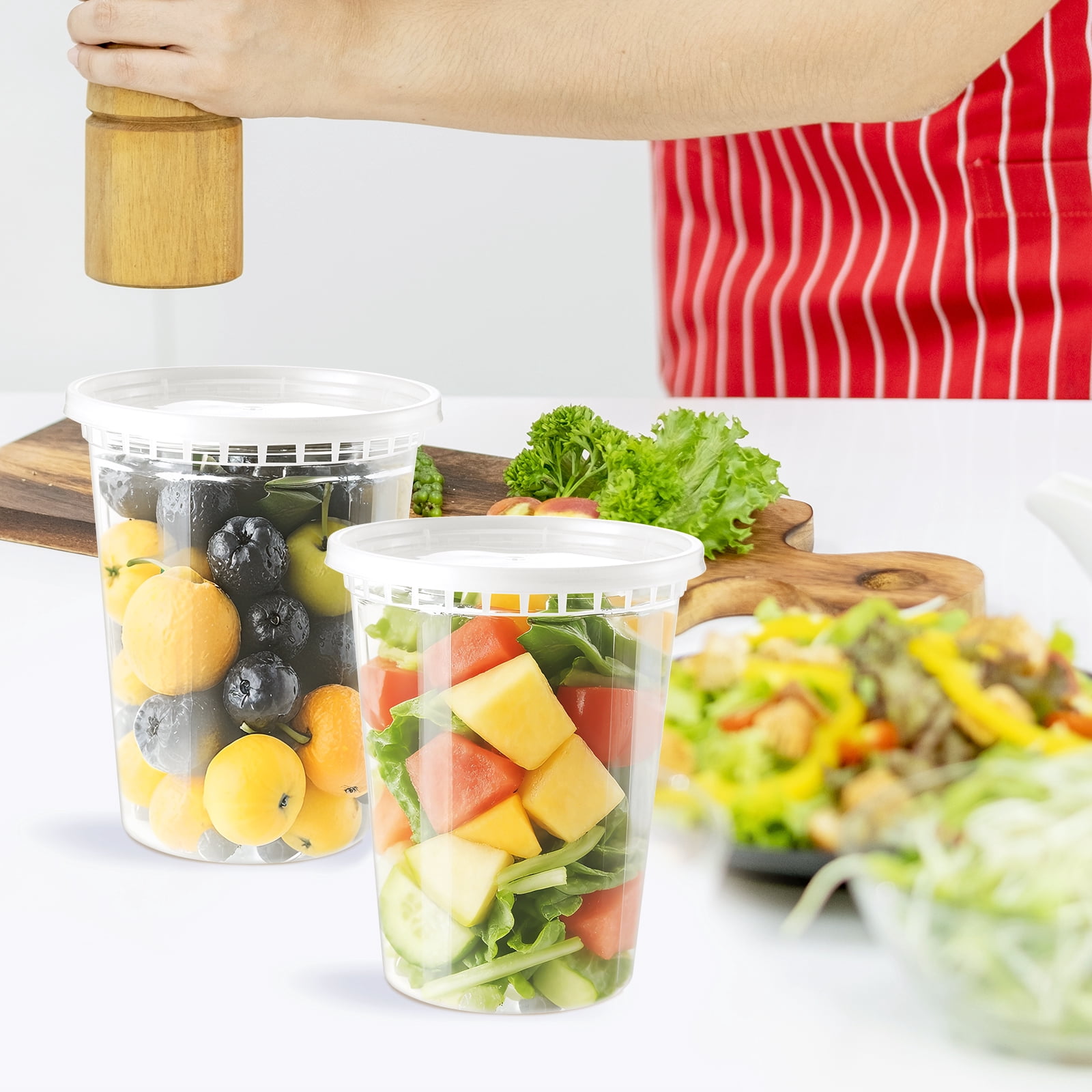 BagDream 50 Pack Airtight Deli Containers with Lids, 32oz Plastic Food Storage Containers Microwave Freezer Dishwasher Safe for Takeout & Storage
