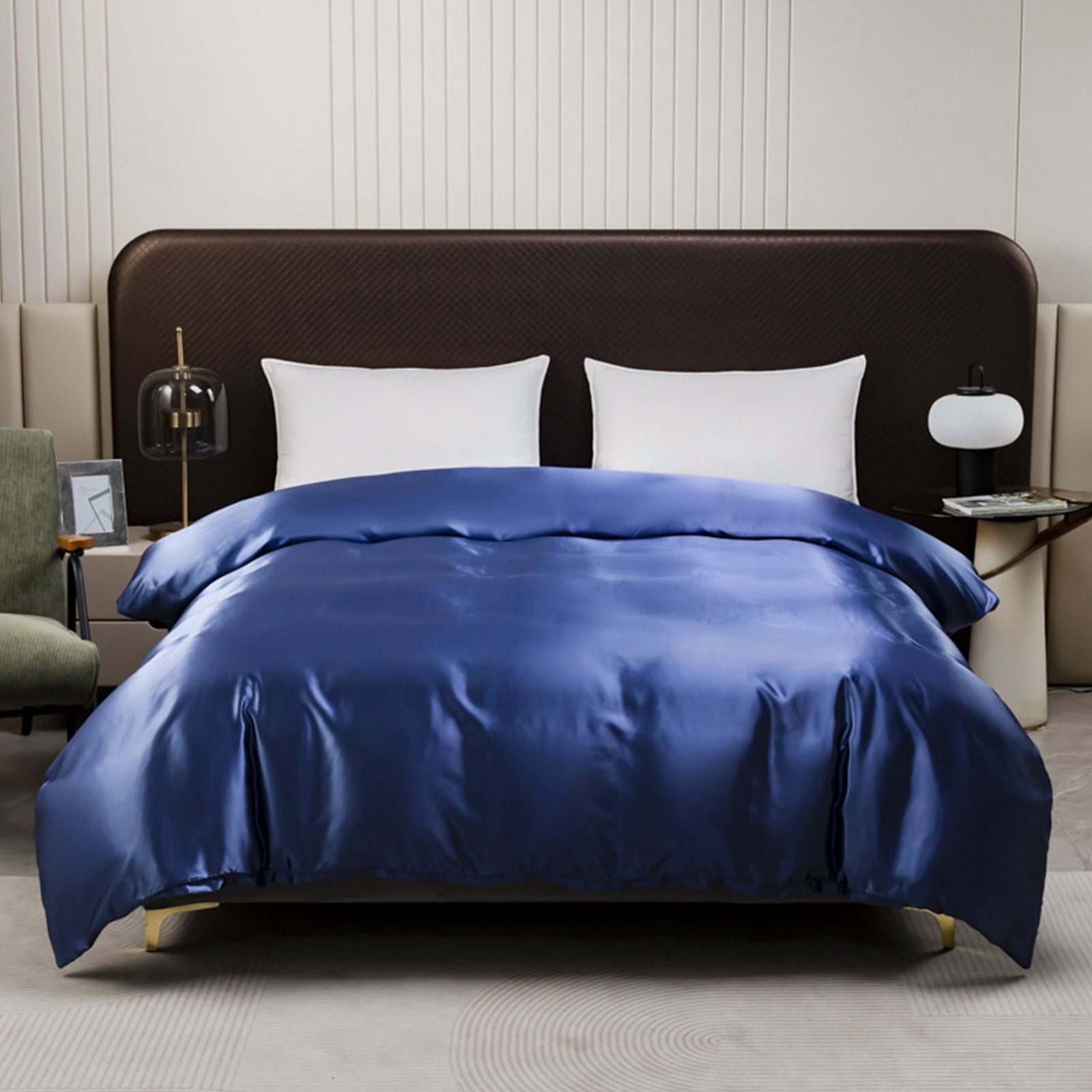 Fiudx Silk-Like Satin Duvet Cover with Hidden Zipper | Queen Size 68X90 Inches | 1 Piece Bedding Set In Blue, Black, Burgundy, Gray & More