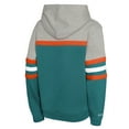 thumbnail image 3 of Youth Mitchell & Ness  Aqua Miami Dolphins Throwback Head Coach Pullover Hoodie, 3 of 3